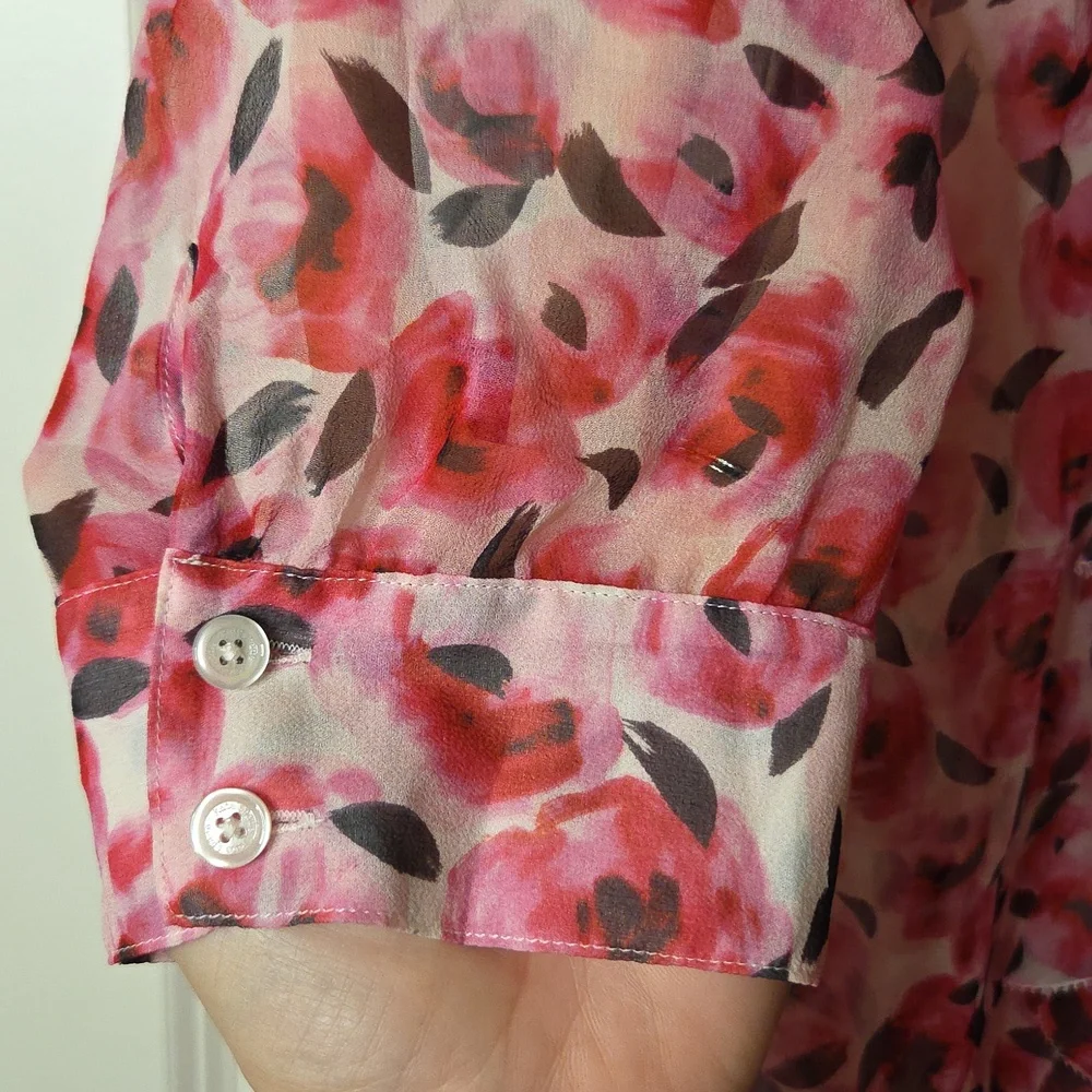 Kate Spade Roses Ruffle Silk Top In Size 2. - Picture 12 of 16